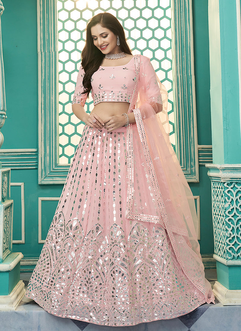 Pink Gota Patti Embroidery Festive Lehenga Choli