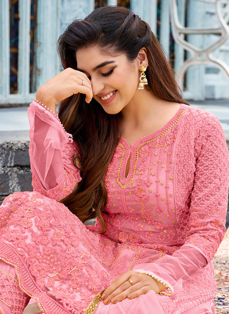 Pink Pearl Embroidery Pakistani Pant Suit