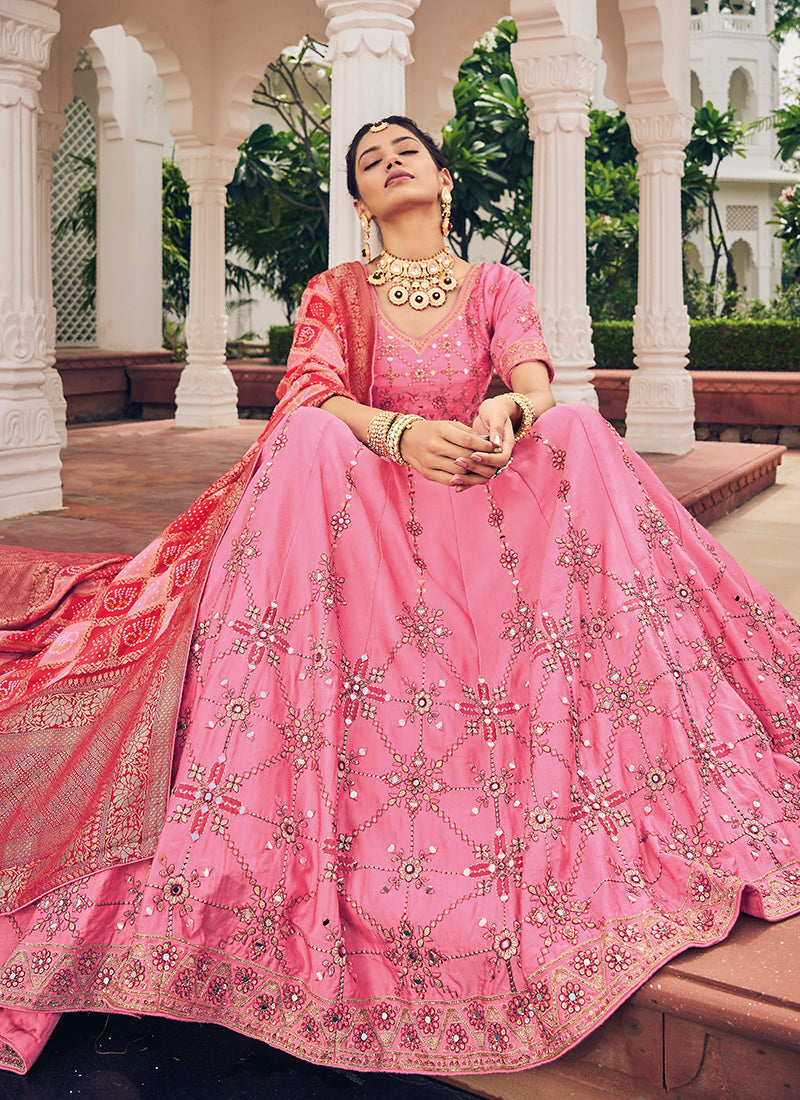 Pink Multi Embroidery Festive Lehenga Choli