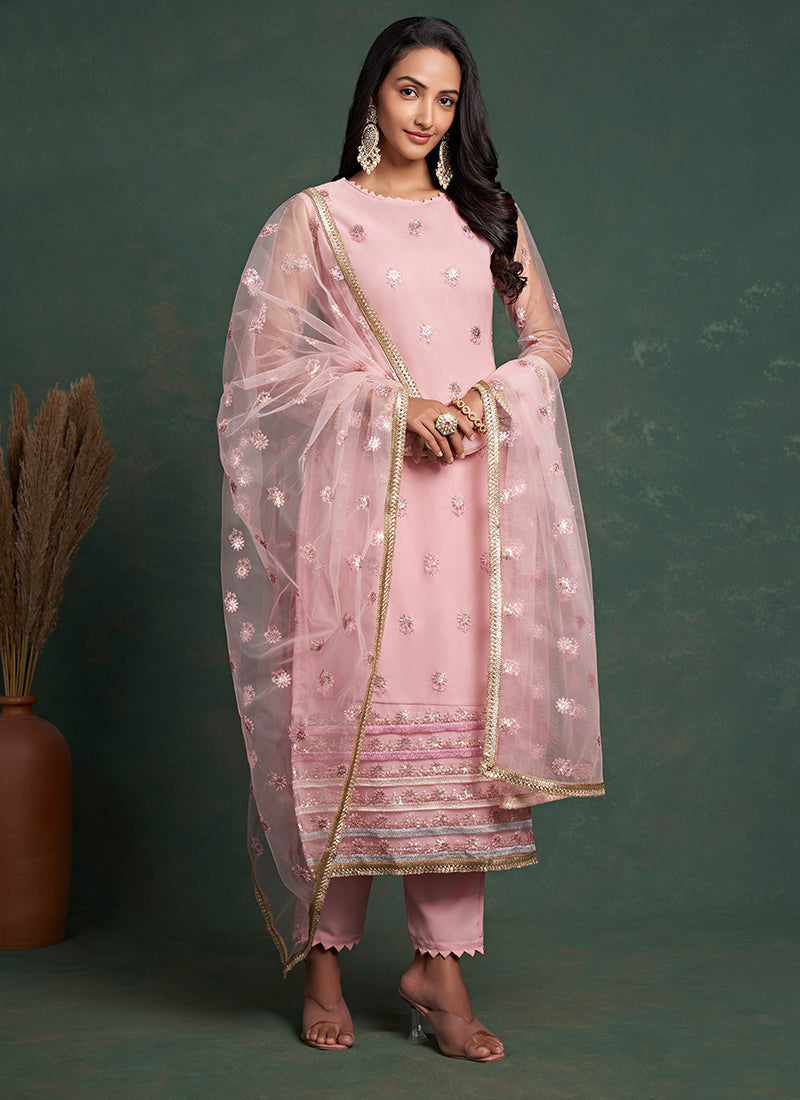 Pink Embroidery Salwar Suit