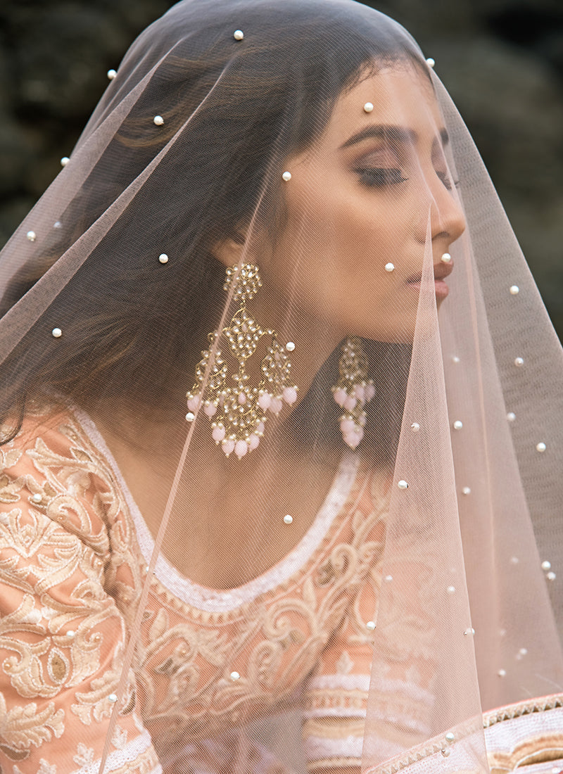 Peach Designer Embroidery Wedding Lehenga Choli