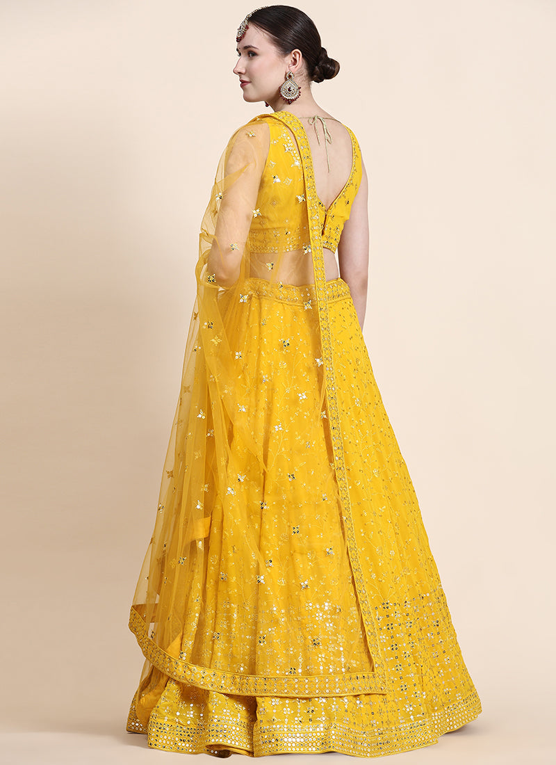 Yellow Sequence Embroidery Designer Wedding Lehenga Choli