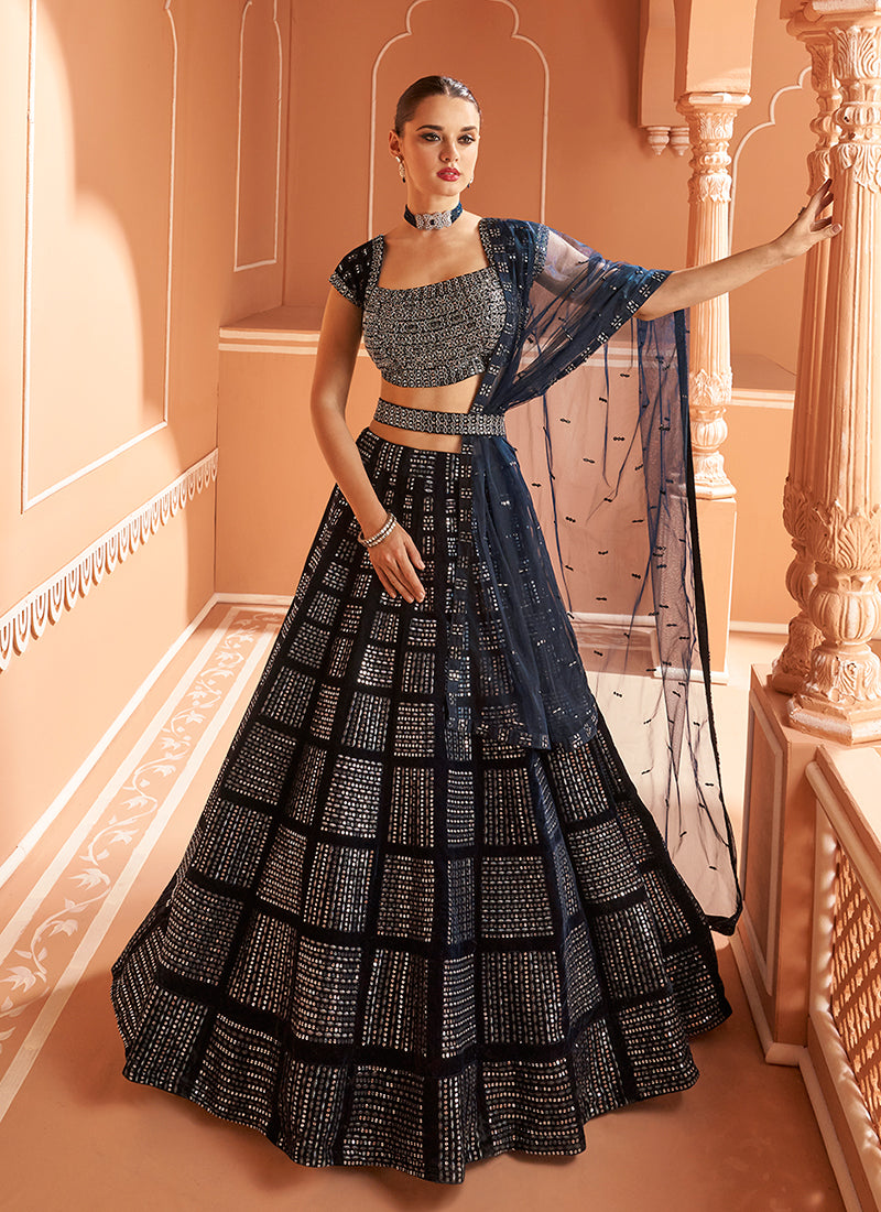 Black Sequence Embroidery Festive Lehenga Choli