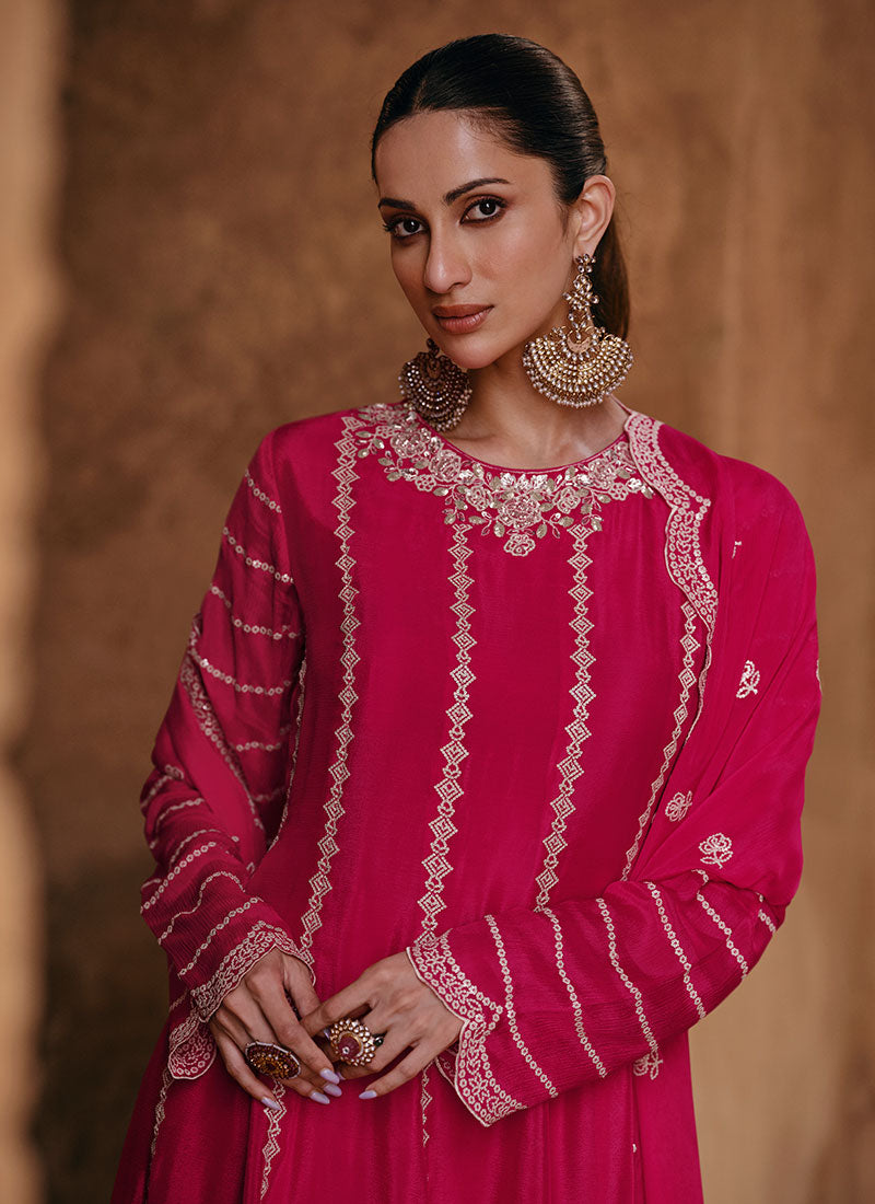 Rani Pink Sequence Embroidery Festive Sharara Suit