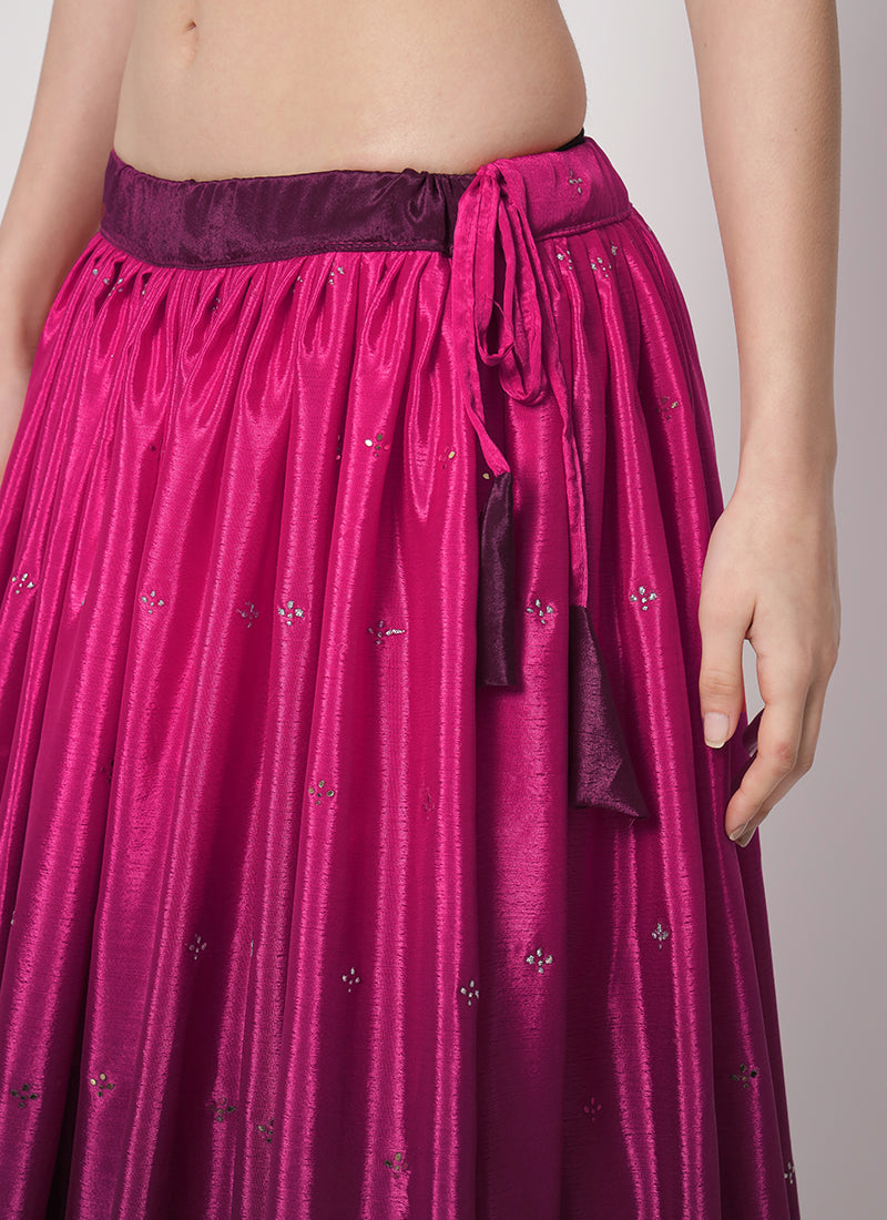 Deep Wine Sequence Embroidery Ombré Lehenga Choli