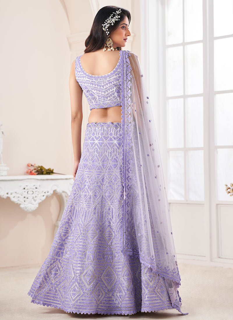 Lilac Sequence Embroidery Wedding Lehenga Choli