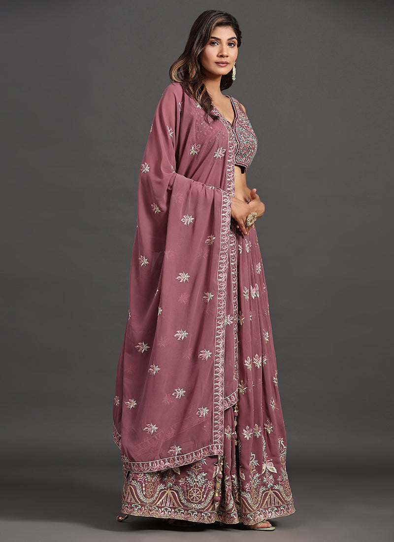 Mauve Multi Embroidery Traditional Lehenga Choli