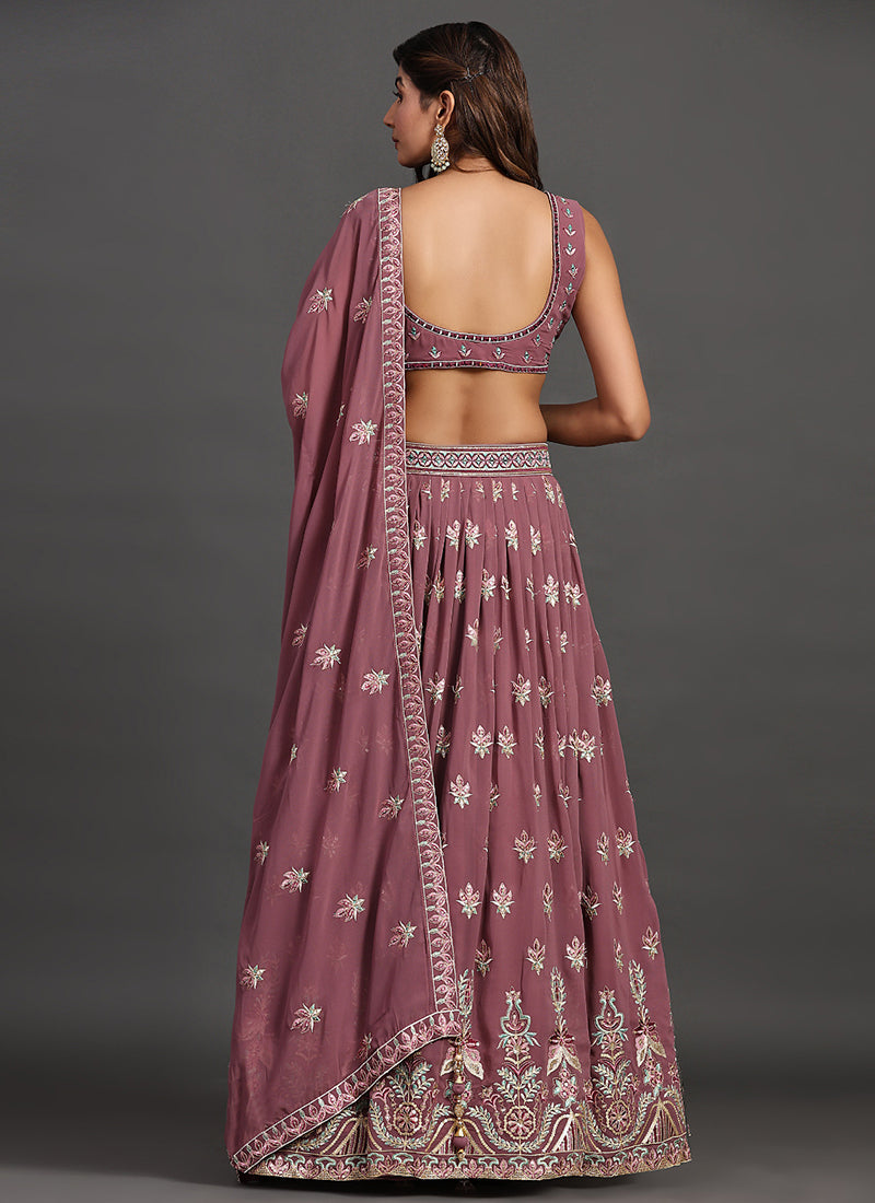 Mauve Multi Embroidery Traditional Lehenga Choli