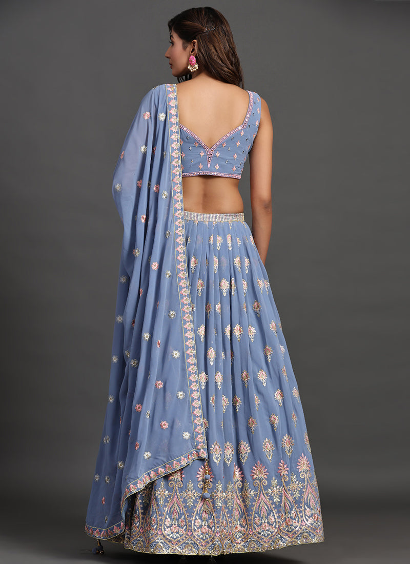 Blue Multi Embroidery Traditional Lehenga Choli