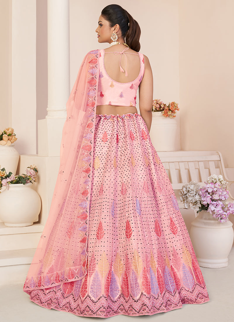 Pink Sequence Embroidery Festive Lehenga Choli