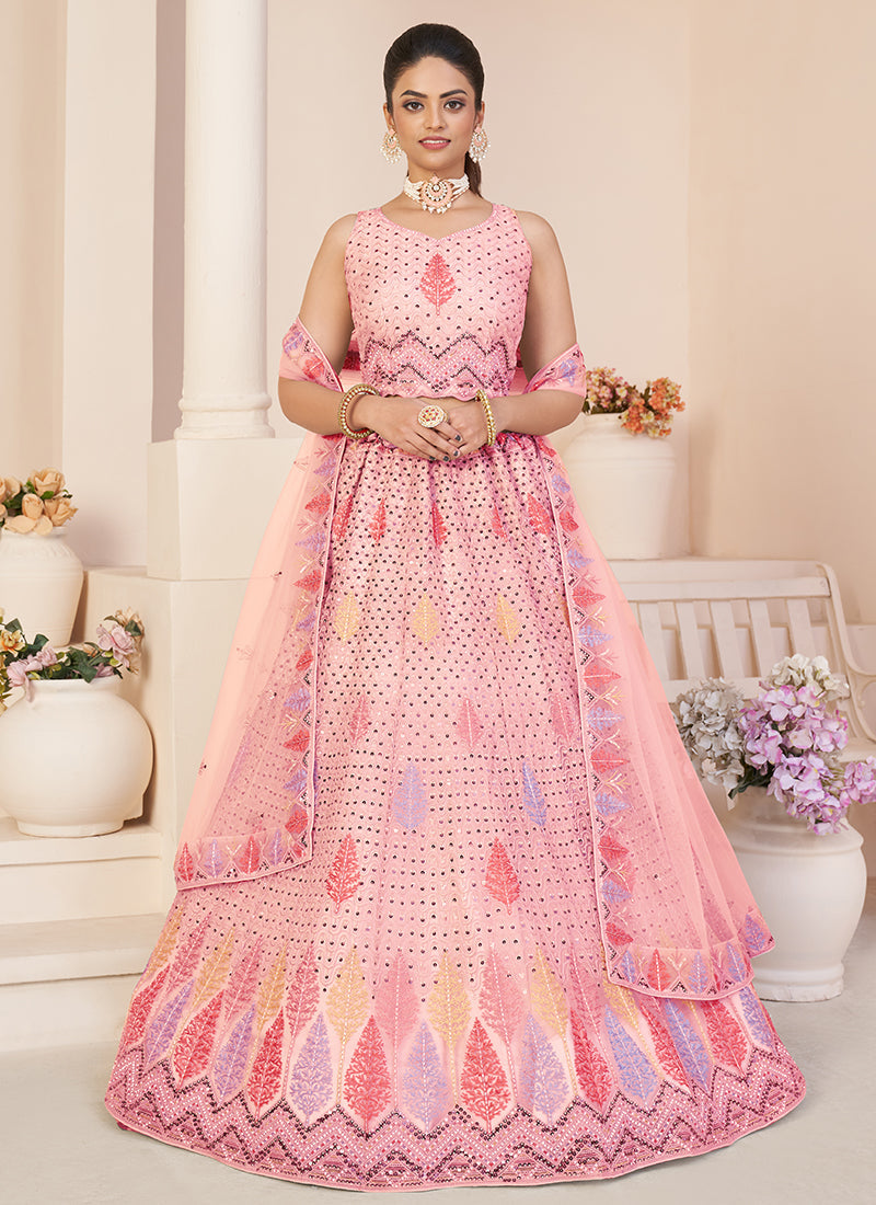 Pink Sequence Embroidery Festive Lehenga Choli