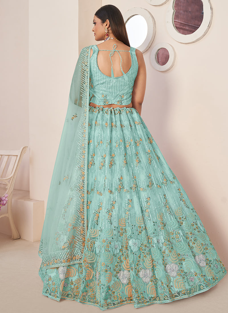 Blue Multi Embroidery Festive Lehenga Choli