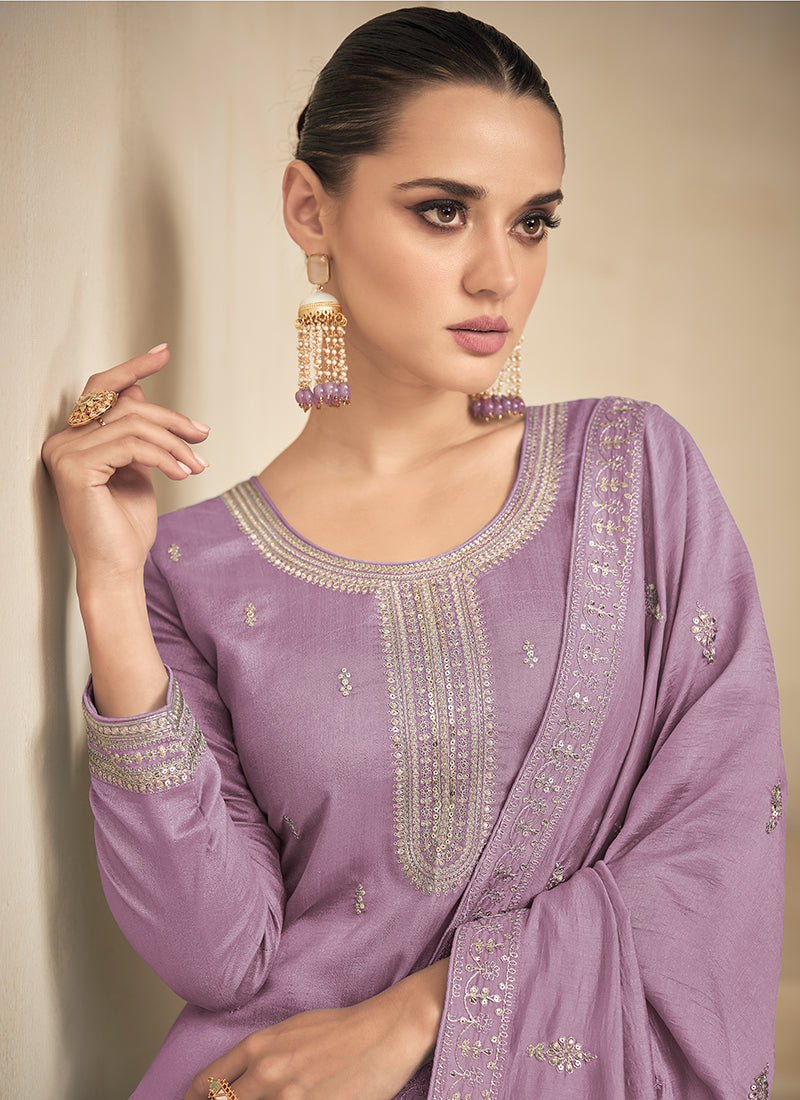 Purple Sequence Embroidery Pakistani Salwar Kameez