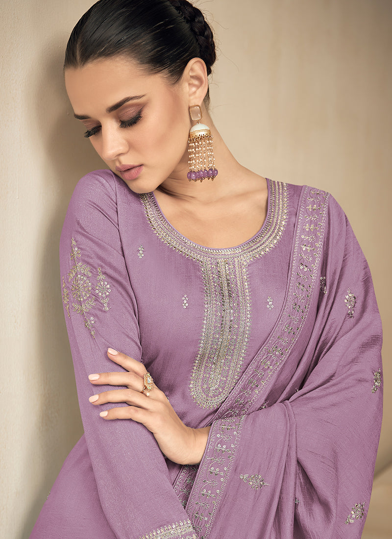 Purple Sequence Embroidery Pakistani Salwar Kameez