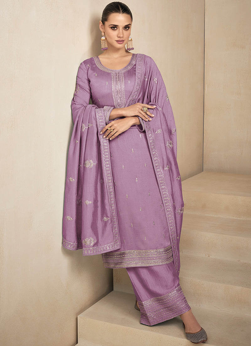 Purple Sequence Embroidery Pakistani Salwar Kameez