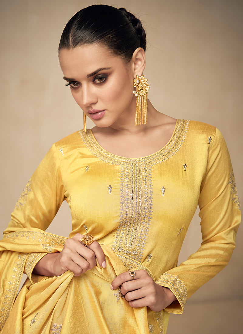 Yellow Sequence Embroidery Pakistani Salwar Kameez