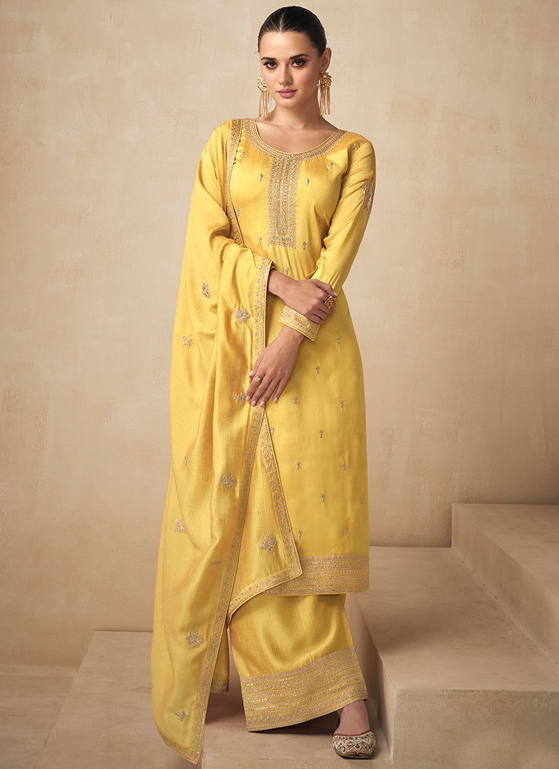 Yellow Sequence Embroidery Pakistani Salwar Kameez