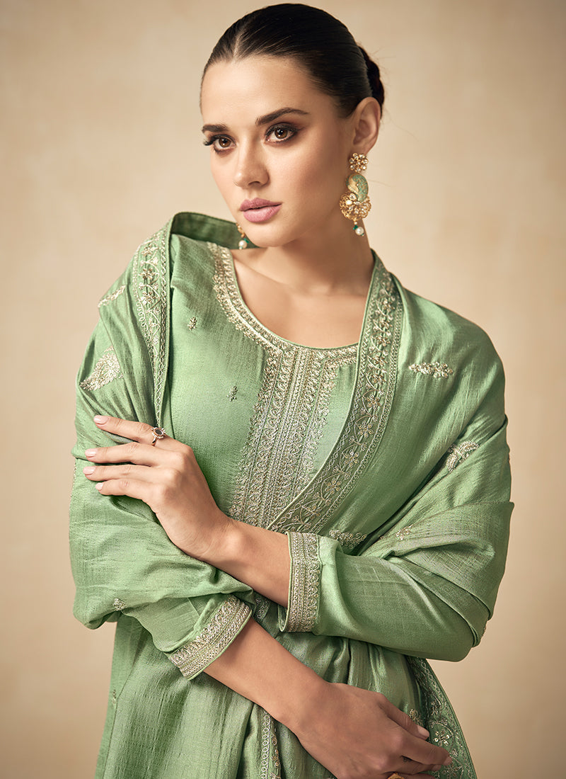 Green Sequence Embroidery Pakistani Salwar Kameez