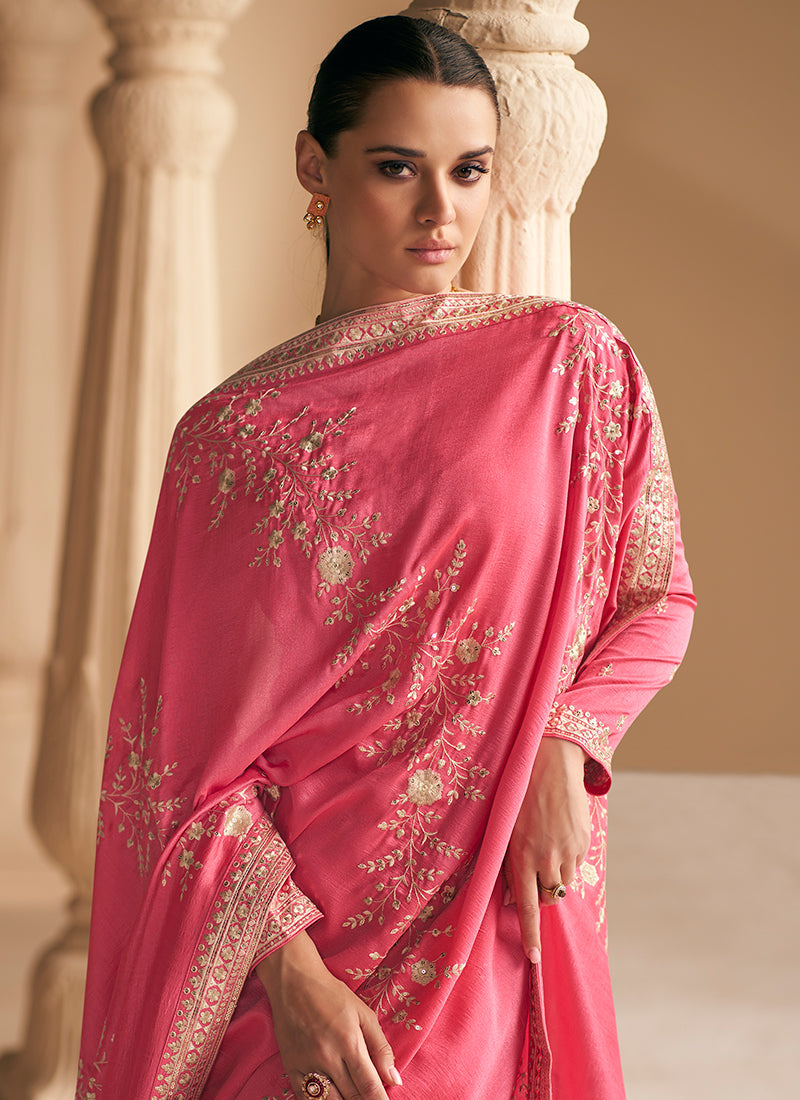 Deep Peach Sequence Embroidery Salwar Suit